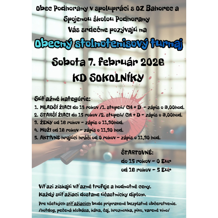 Pozvánka na Obecný stolnotenisový turnaj