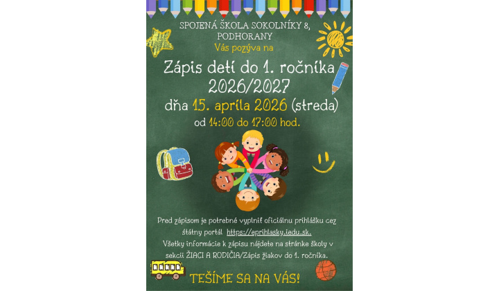 Zápis detí do 1. ročníka 2026/2027
